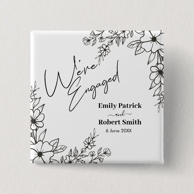 Elegant Typography we're engaged Button (Vorderseite)