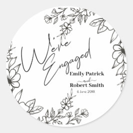 Elegant Typography we're engaged Runder Aufkleber