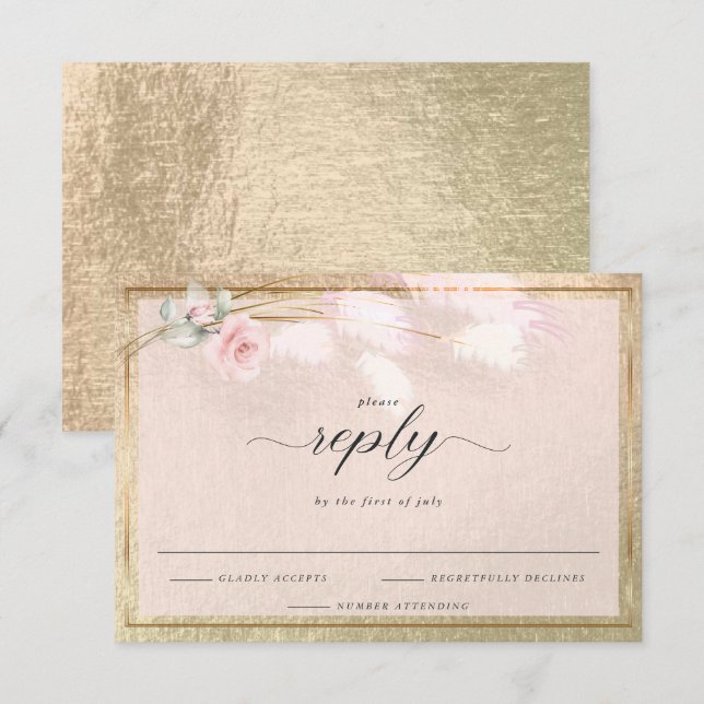 Elegant UAWG Dusty Pink Floral RSVP Karte (Vorne/Hinten)