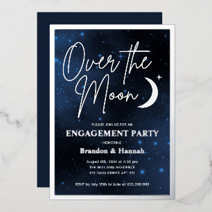 Elegant über die Moon Engagement Party echtes Silb Folieneinladung