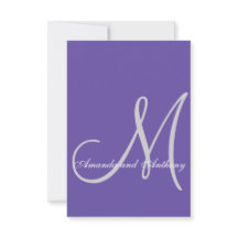 Élégant Ultra Violet Faire-part de mariage Initial