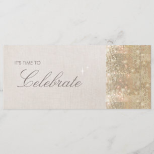 Elegant und festlich funkelnde goldene Pailletten- Einladung