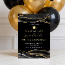 Elegant und modern Schwarz & Gold Abschlussfeier