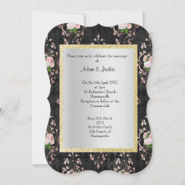 ELEGANT UND MODERN WEDN BLUMENDAMASK SCHWARZ EINLADUNG
