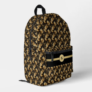 Elegant und Stylisch: Schwarze & Goldene Personali Bedruckter Rucksack