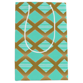 Elegant und trendy Aquamarine Blau und Gold Mittlere Geschenktüte