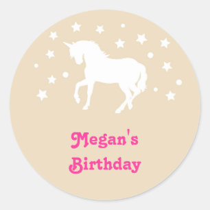 Elegant Unicorn Birthday Favor Sticker
