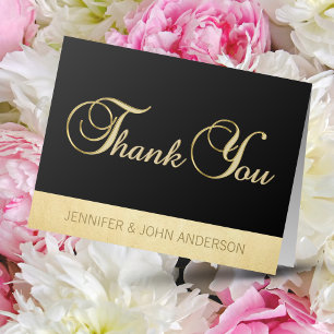 Elegant Unique Black Gold Foil Wedding Thank You Dankeskarte