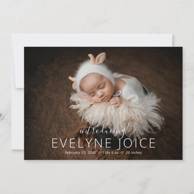 Elegant Unisex Foto Collage Neugeborenes Baby Ankündigung (Vorderseite)
