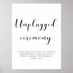 Elegant Unplugged Zeremonie Hochzeitszeichen Poster