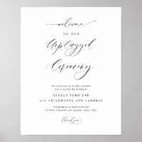 Elegant Unplugged Zeremony Vertical Wedding Sign