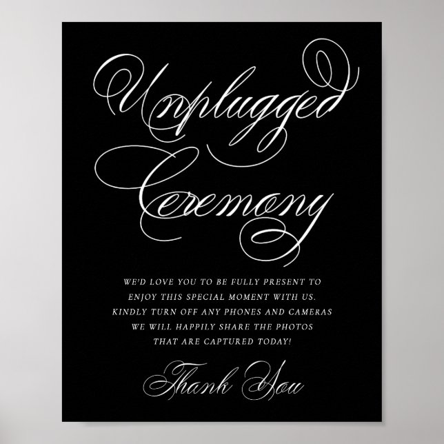 Elegant Unplugged Zeremony White Calligraphy Poster (Vorne)
