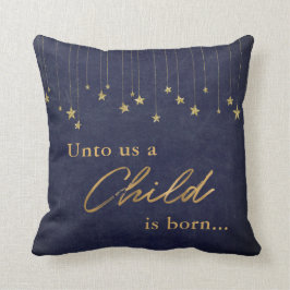 Elegant Uns Kind ist Geboren Gold Blue Weihnachten Kissen