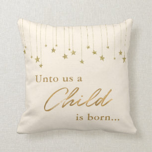 Elegant Uns Kind ist Geboren Gold Ecru Weihnachten Kissen