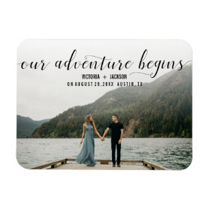 Elegant Unser Abenteuer Save the Date Foto Hochzei Magnet