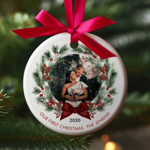 Elegant unser erstes Weihnachten zusammen Paar Keramik Ornament