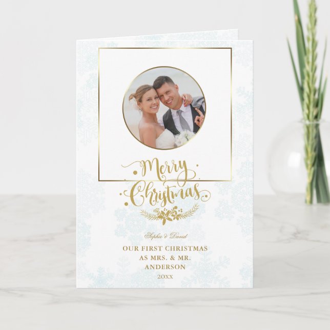 Elegant unsere ersten Weihnachten als Herr. & Mrs. Karte (Vorderseite)