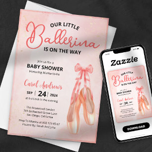 Elegant unsere kleine Ballerina Babydusche Einladung