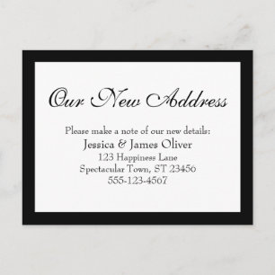 Elegant Unsere neue Adresse Einfach Schwarz & Weiß Postkarte