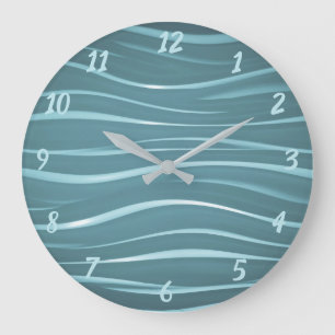 Elegant Unusual Blue Wave Design Große Wanduhr