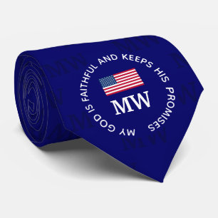 Élégant USA AMERICAN Blue Monogram Cravate