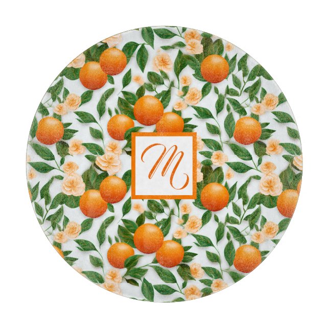 Elegant Valencia Orange und Blossom Schneidebrett (Vorderseite)