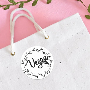 Elegant Vegan Blatt   Runder Aufkleber