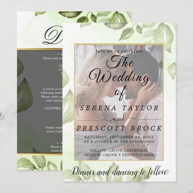 Elegant Vellum Overlay Hochzeit Einladung (Vorne/Hinten)