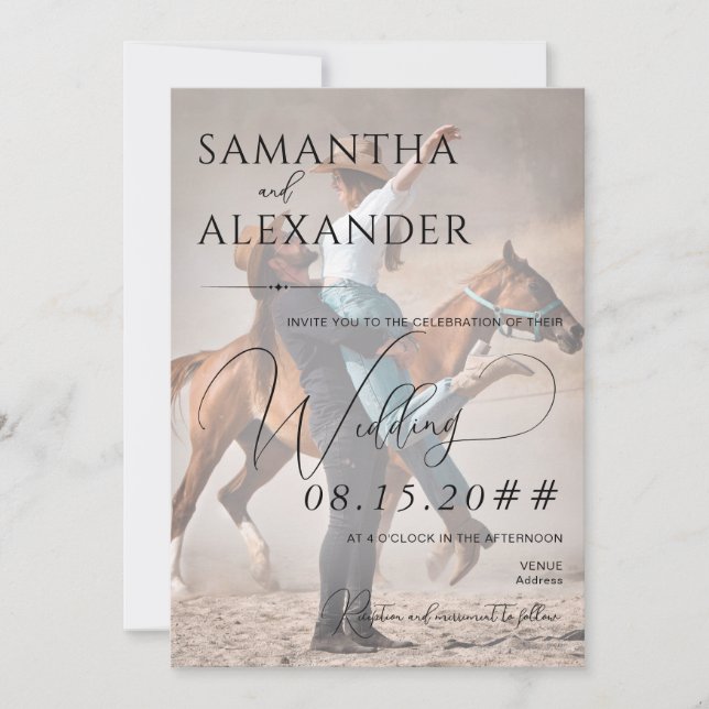 Elegant Vellum Overlay Minimalistisches Foto Hochz Einladung (Vorderseite)