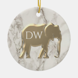 Elegant vergoldet mit Monogramm Keramik Ornament
