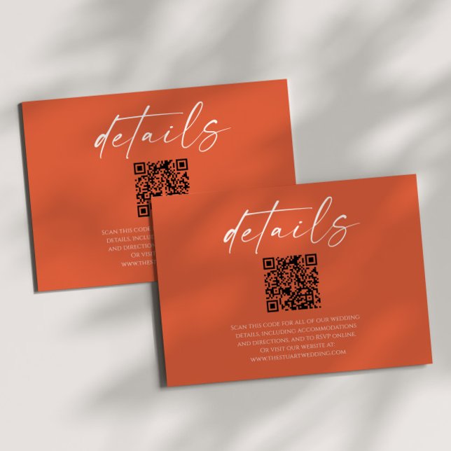 Elegant Verona Sunset QR Code Hochzeitdetails Begleitkarte (Von Creator hochgeladen)