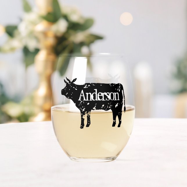 Élégant verre de vin sans tige avec silhouette de  (Insitu (Mariage))