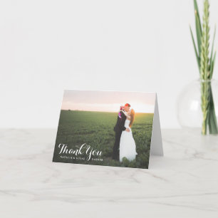 Elegant verschriftete Foto-Hochzeits-Dankeskarten  Dankeskarte