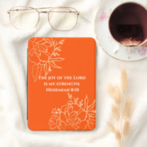 Élégant verset biblique floral orange et or