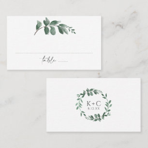 Elégant Vert Aquarelle Mariage Carte Place