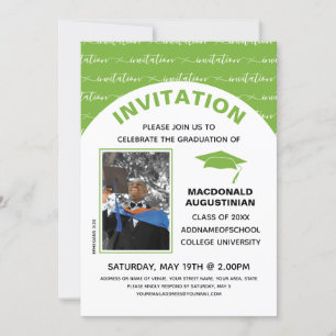 Élégant vert clair Graduate Photo Invitation