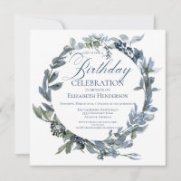 Elégant vert et bleu Floral Invitation Anniversair