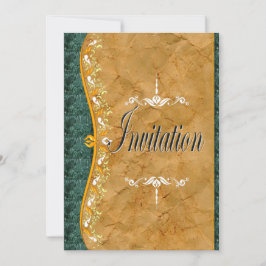 Elégant vert et orange en brun Invitation