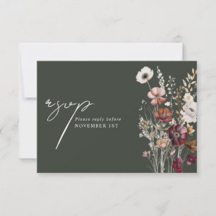 Elégant Vert Floral QR Code Arch Wedding RSVP