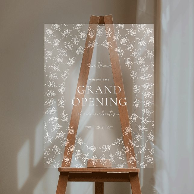 Élégant vert transparent acrylique de l'entreprise (Greenery business event acrylic welcome sign *image is a mockup only; easel is not included)