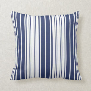 Elegant, vertikal, Streifen, marineblau, weiß Kissen