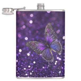 Elegant verzaubern: Der Lila Schmetterling Flachmann