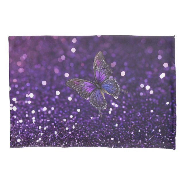 Elegant verzaubern: Der Lila Schmetterling Kissenbezug (Vorderseite)
