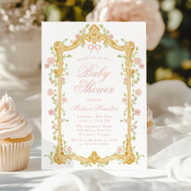 Elegant verzauberte Rosa Blütenrahmen Babydusche