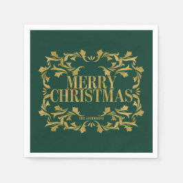 Elegant Verziert Gold Frohe Weihnachtszeitung Napk Serviette