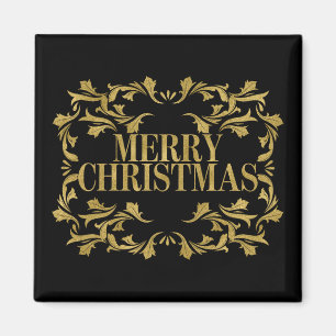 Elegant Verziert Gold Merry Christmas Square Magne Magnet