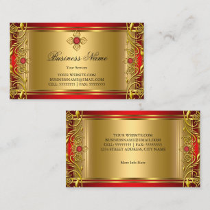 Elegant Verziert Königlich Rot Juwel Golden Gold Visitenkarte
