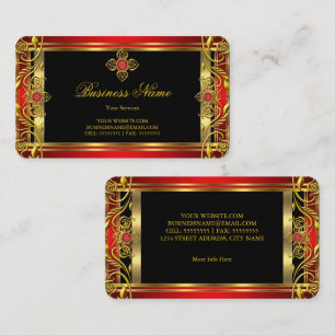 Elegant Verziert Königlich Rot Juwel Schwarz Gold Visitenkarte
