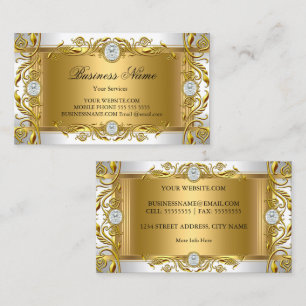 Elegant Verzierte Königliche Juwel Weiß Golden Gol Visitenkarte