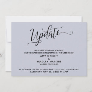 Elegant verzögert Hochzeit Ankündigung Dusty Blue